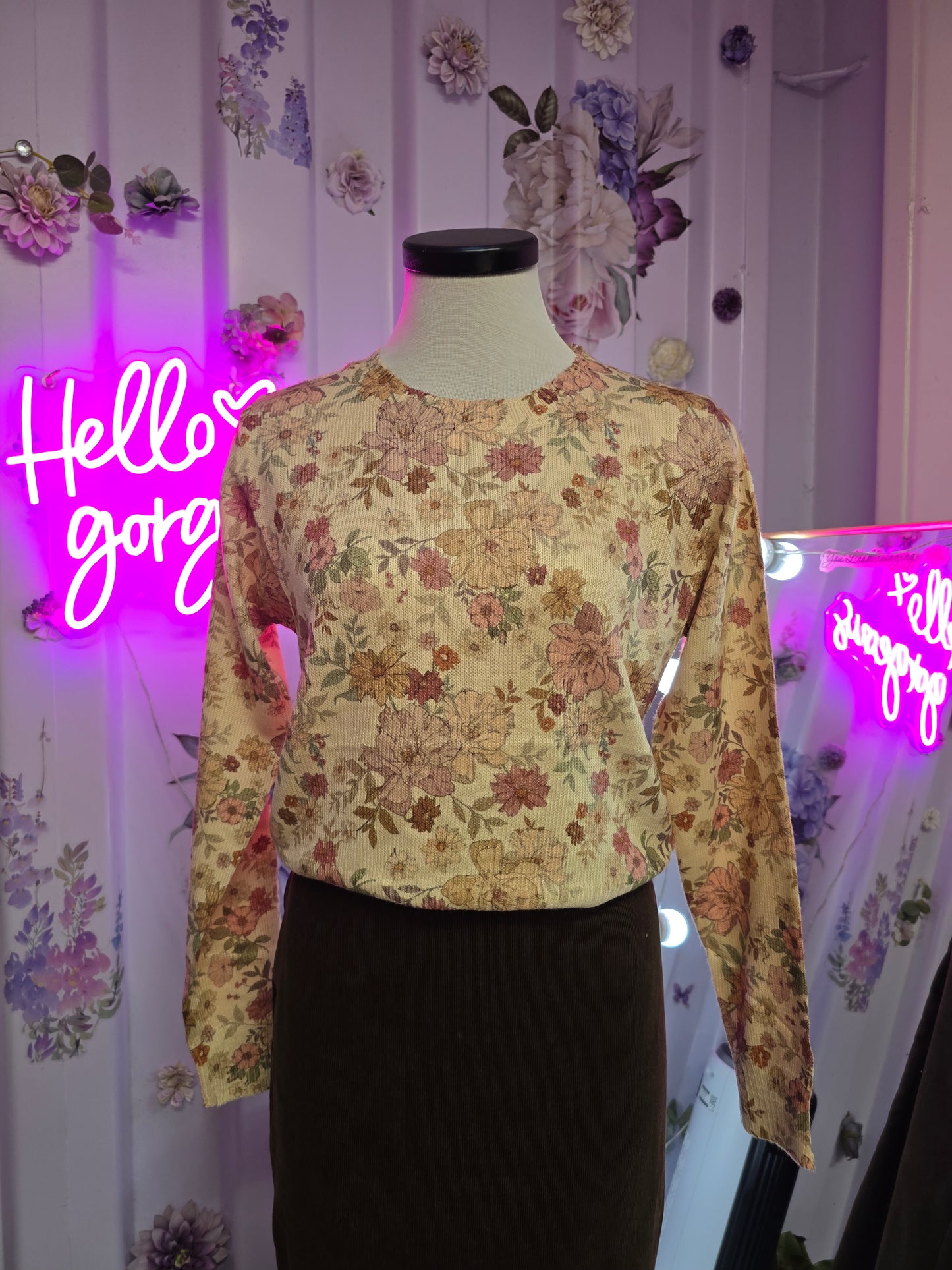 Vintage Floral Print Sweater