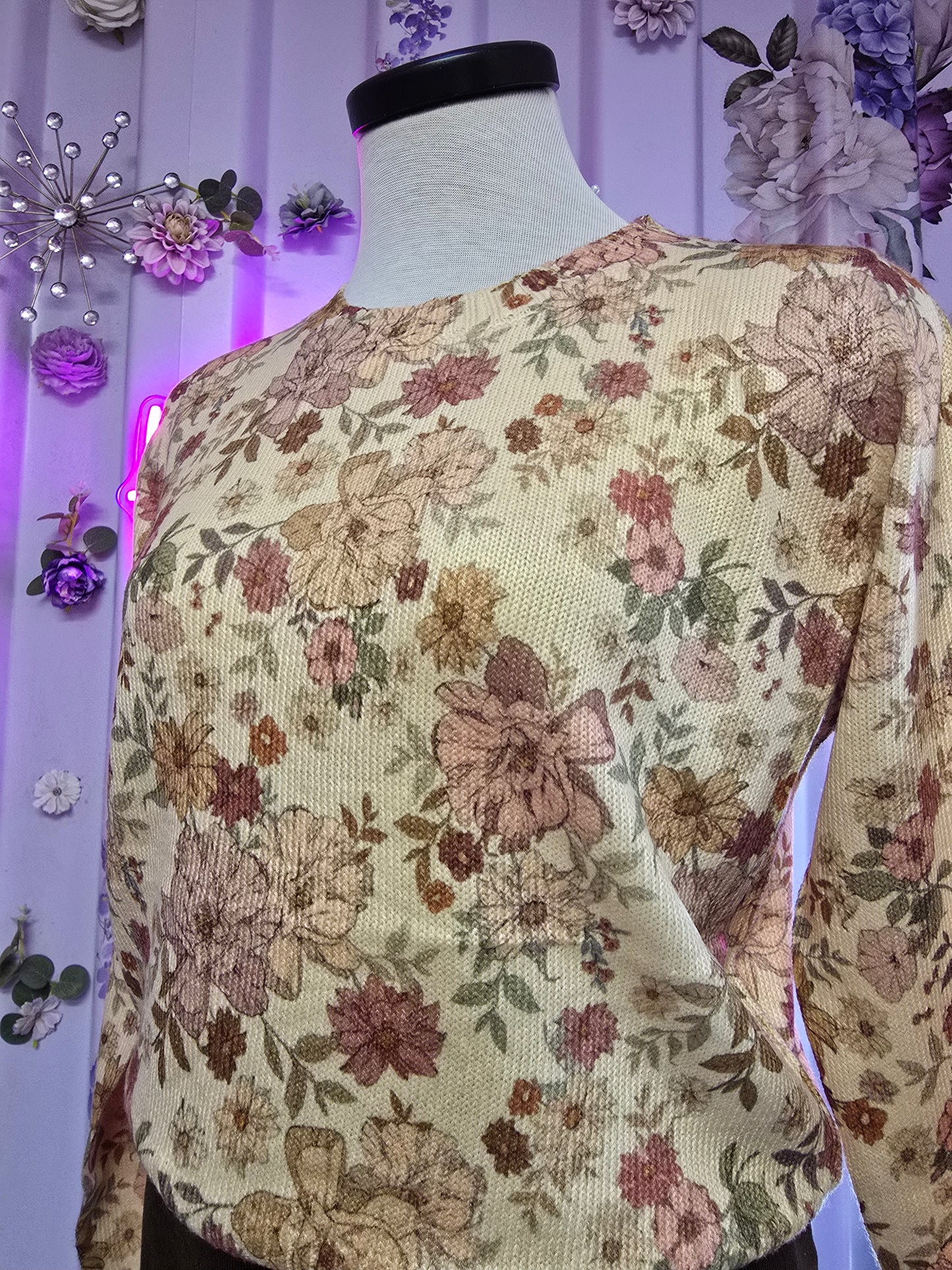 Vintage Floral Print Sweater