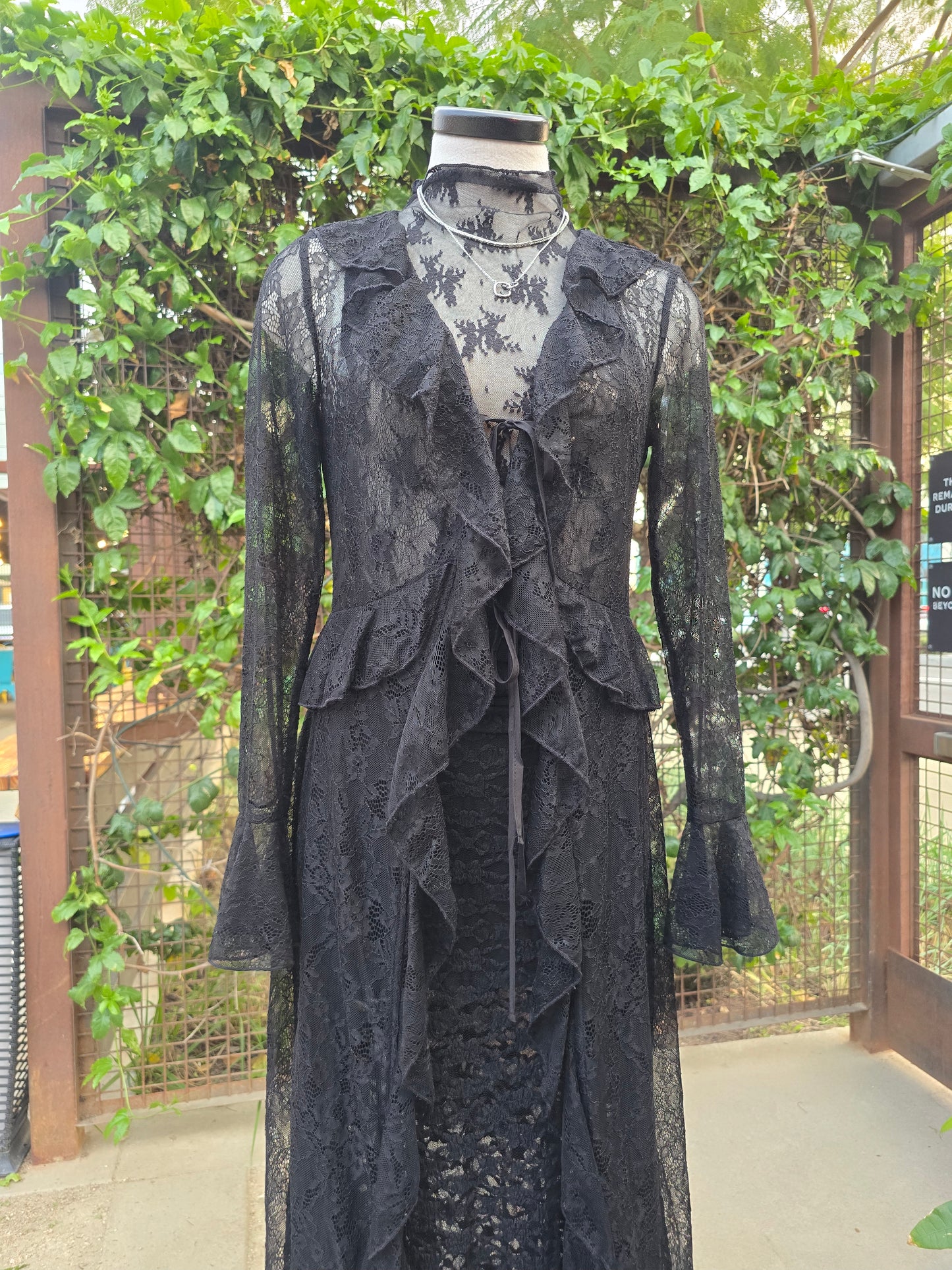 Brujita Black Sheer lace Duster