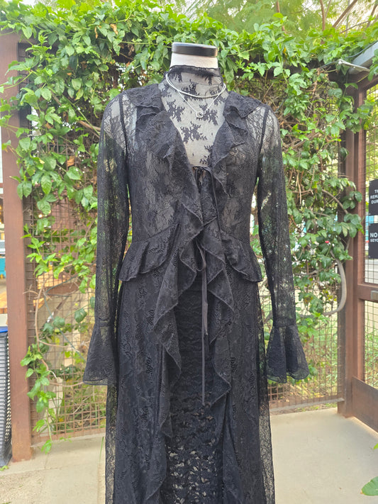 Brujita Black Sheer lace Duster