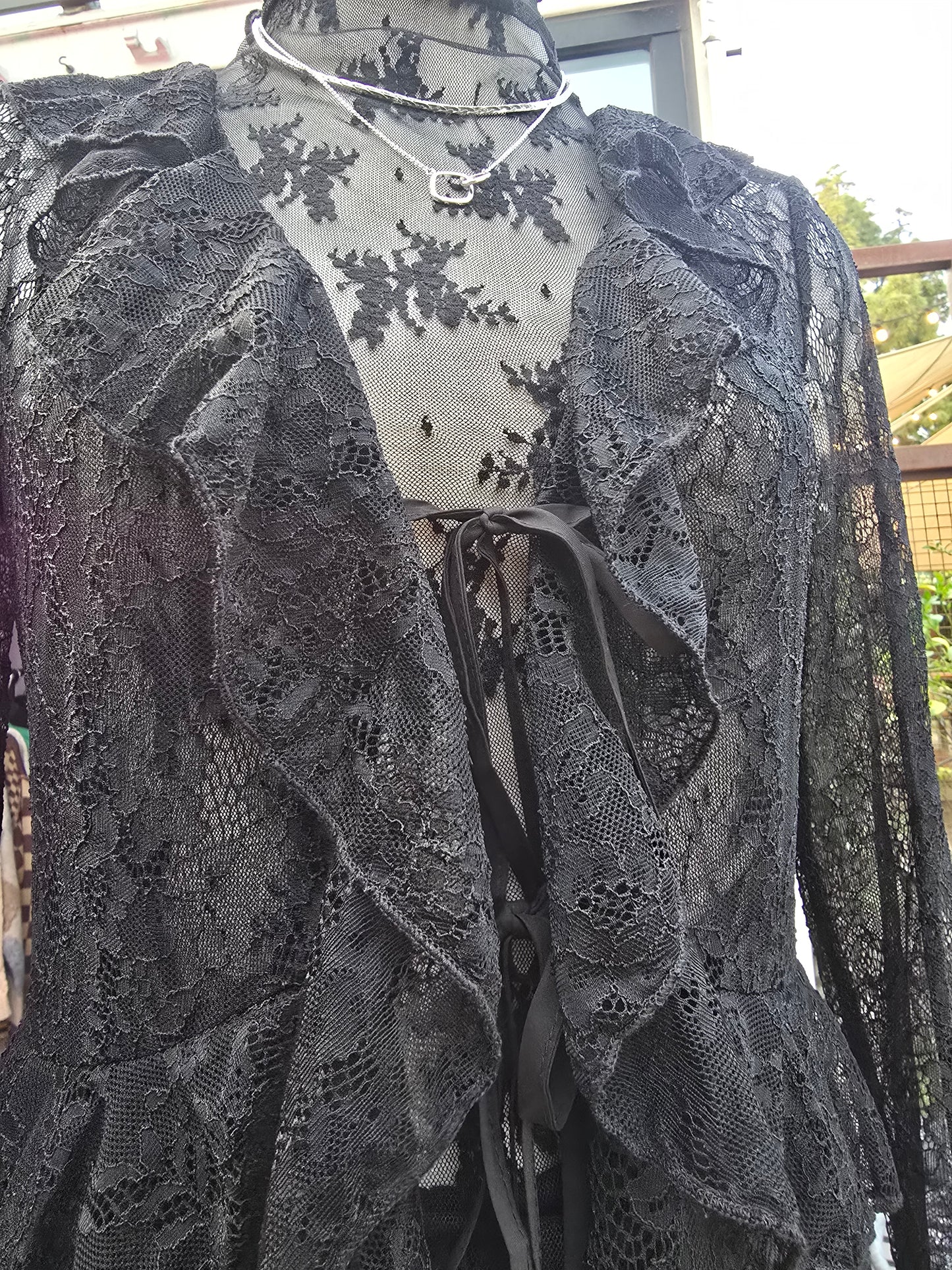 Brujita Black Sheer lace Duster